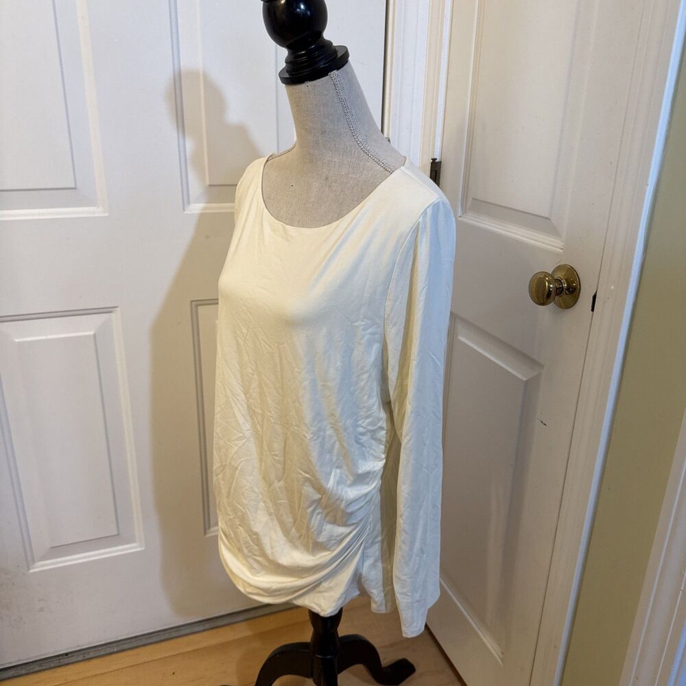 KEYHOLE DETAIL talbots ivory Stretch Rayon Long sleeve women’s top size XL